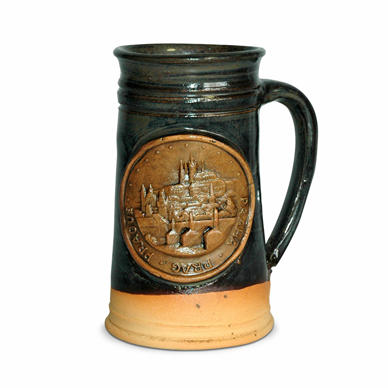 Ceramic tankard Prague Castle dark B