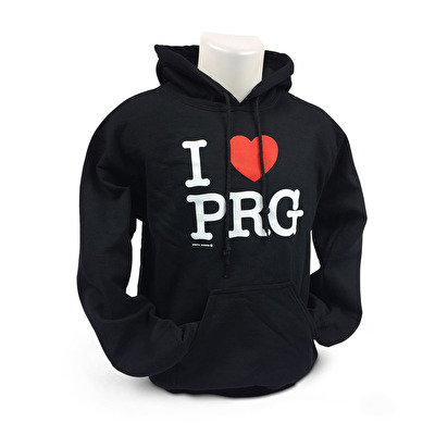Mikina s kapucí I love PRG M24. - Černá