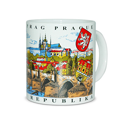 Hrnek Praha Hradčany malovaný  - Bílá