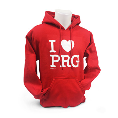 Mikina s kapucí I love PRG M24. - Červená