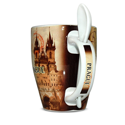 Hrnek velký Praha se lžičkou Retro