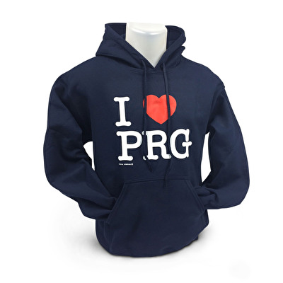 Mikina s kapucí I love PRG M24. - Tmavě modrá