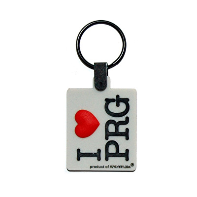 Přívěsek gumový I love PRG šedý