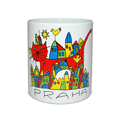 Hrnek Praha Kočka B - Bílá