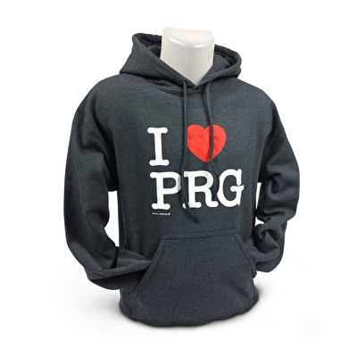 Mikina s kapucí I love PRG M24. - Tmavě šedá