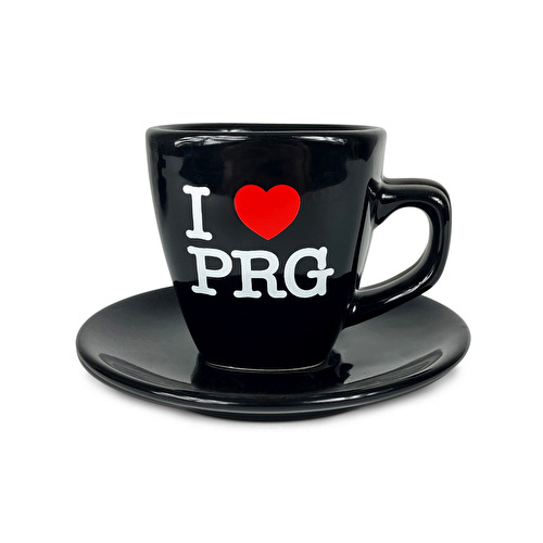 Šálek I LOVE PRG s podšálkem 