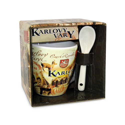 Tasse Karlsbad - Karlovy Vary mit Löffel Retro 