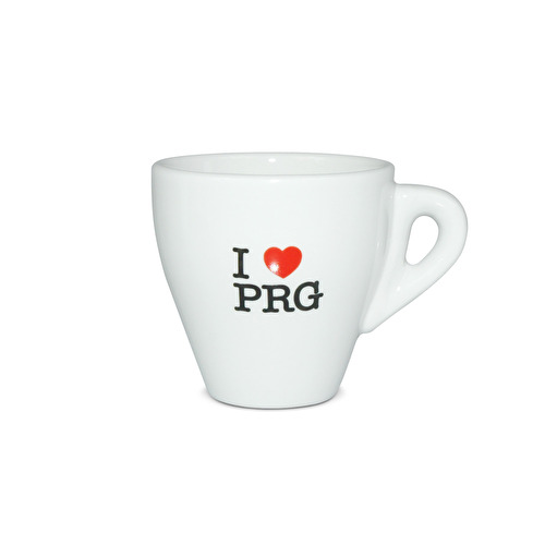 Porzellantasse I love PRG weiß