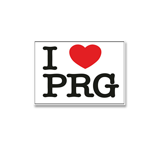 Samolepka I love PRG bílá 43.