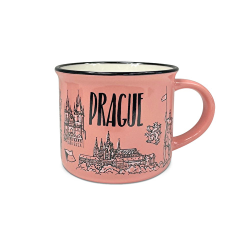 Hrnek keramický plecháček Praha PAR MINI světle růžový