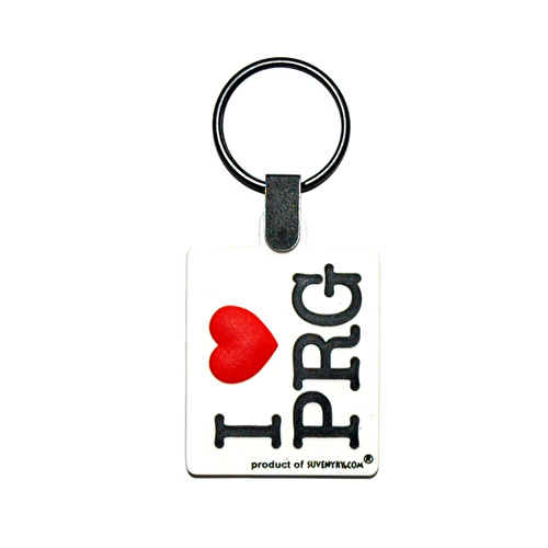 Přívěsek gumový I love PRG bílý
