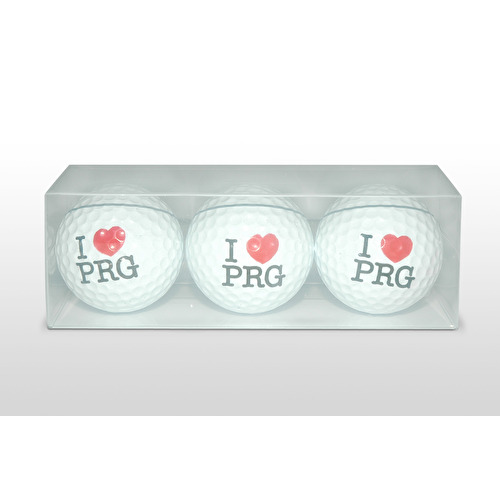 Golfové míčky I love PRG, set 3 ks v krabičce 