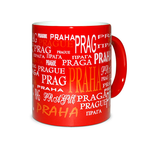 Mug Prague Texts red