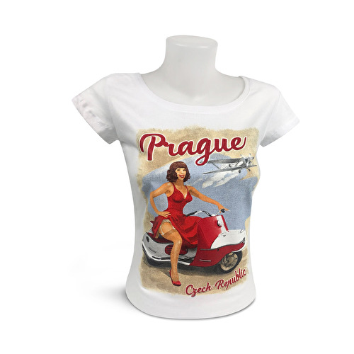 Frauen-T-Shirt Prag Rollerfahren 99.