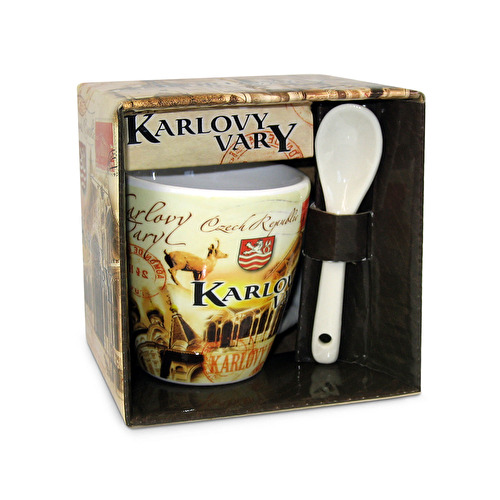 Mug Karlovy Vary with a spoon Retro