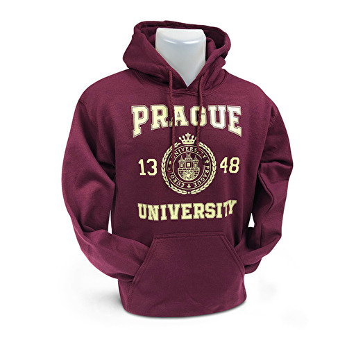Sweatshirt mit Kapuze Prag University weinrot M31.