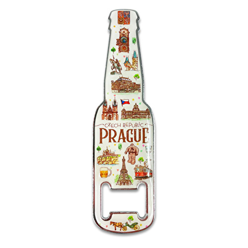Magnet otvírák na pivo lahev Praha Aquarel