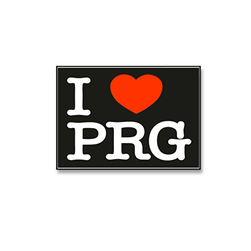 Samolepka I love PRG černá 42.