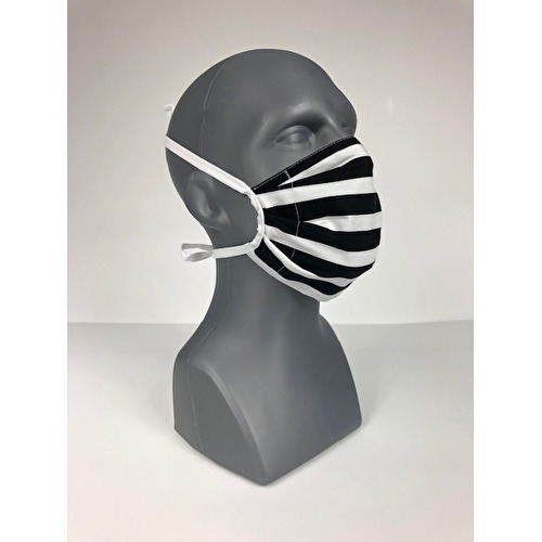 Cotton face mask HEPA filter black and white