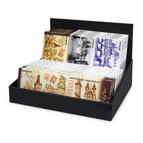 Box Massivkarton schwarz 30,5x22x21,5 cm - die Schokolade 300 g und 100 g