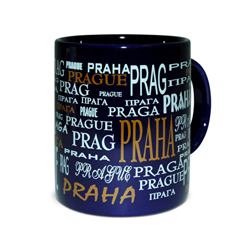 Mug Prague Texts blue
