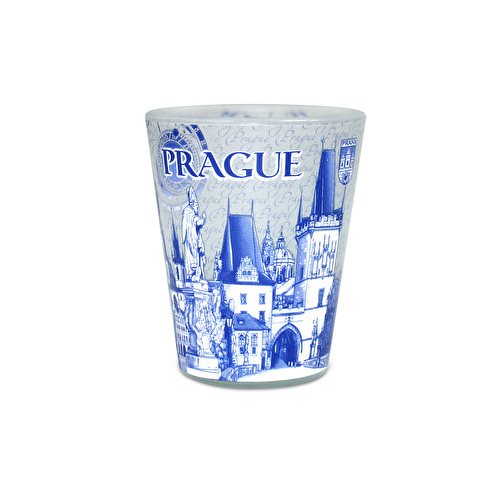 Gläserne Miniatur Prag frozen Blue