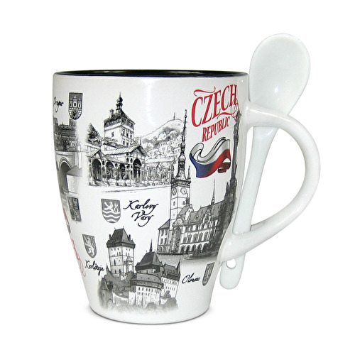 Large mug with  a spoon Czech Republic 