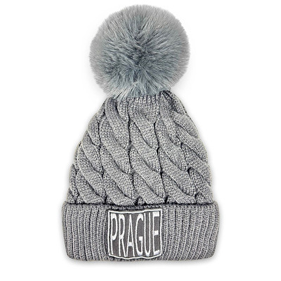 Winter hat with Pom-Pom PRAGUE grey