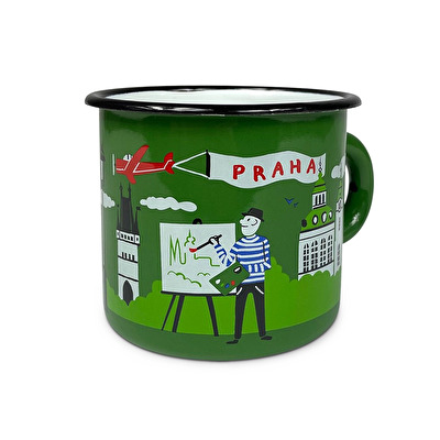 Emailtasse SMALT Prag dunkelgrün 121E. - Grün