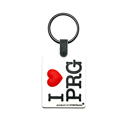 Přívěsek gumový I love PRG bílý