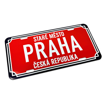 Plechová značka 30x15 cm Ulice PRAHA
