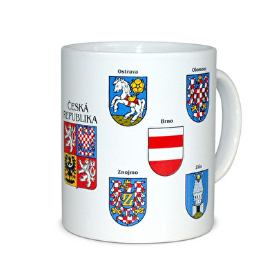 Hrnek Česká republika Znaky měst bílý - Bílá