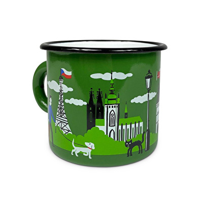 Emailtasse SMALT Prag dunkelgrün 121E. - Grün