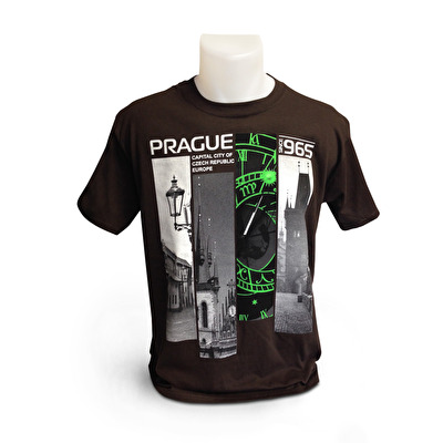 Tričko unisex Praha Fotky 79. - Hnědá