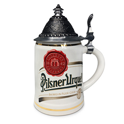 Keramický korbel s víčkem Pilsner Urguell 0,5 l 1111