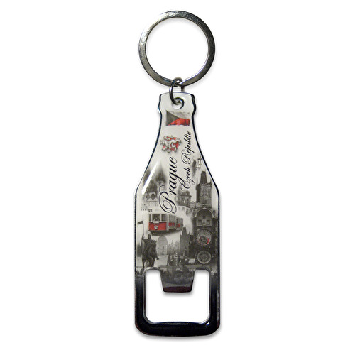 Metalic keychain beer-opener Prague Montaz