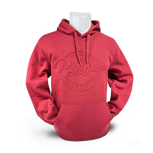 Sweatshirt mit Kapuze und mit der Broderie EMBOS rot