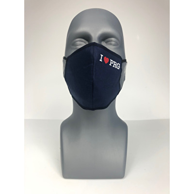 Cotton face mask I Love PRG blue