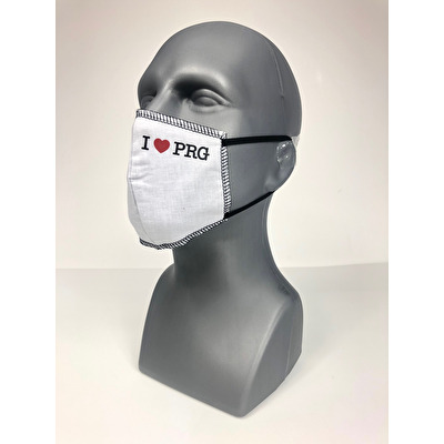 Cotton face mask I Love PRG white