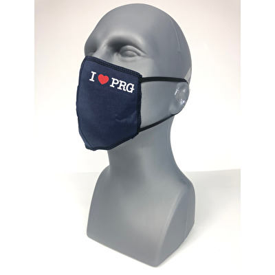 Cotton face mask I Love PRG blue
