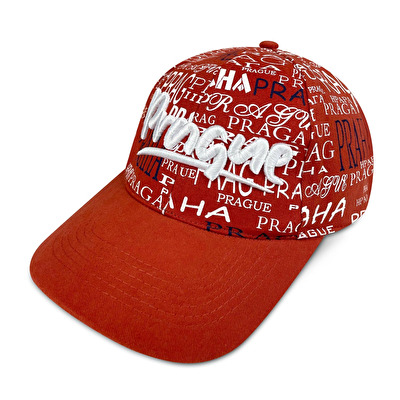 Čepice Praha klasik  Amst/Texty cihlová - Cihlová