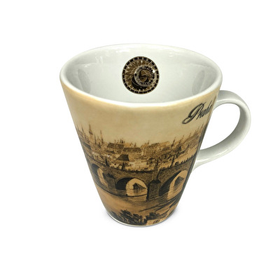 Hrnek hnědá Praha konus 23.