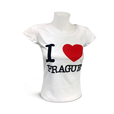 Women‘s T-shirt I love PRAGUE white 98. 