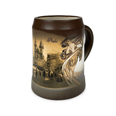 Keramik-Humpen dunkel Prag 0,5 l 8X.