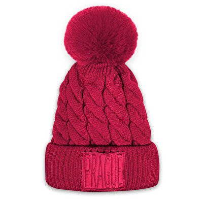 Wintermütze mit Bomme PRAGUE bordeauxrot