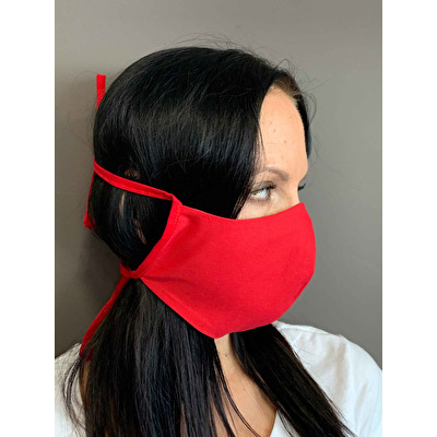 Oboustranná rouška Evička noviny-červená