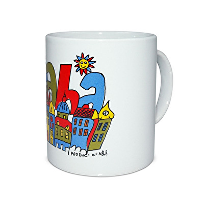 Hrnek Praha Nápis G bílý - Bílá