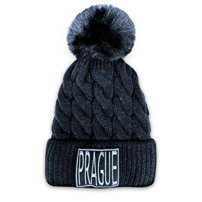 Wintermütze mit Bomme PRAGUE schwarz