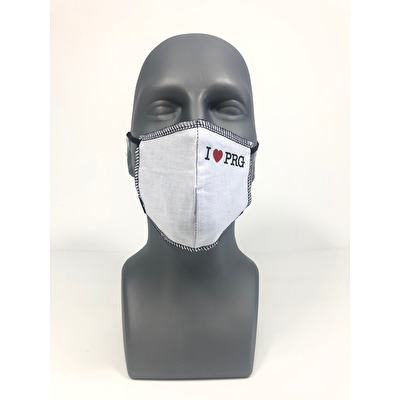 Cotton face mask I Love PRG white
