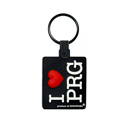 Přívěsek gumový I love PRG černý